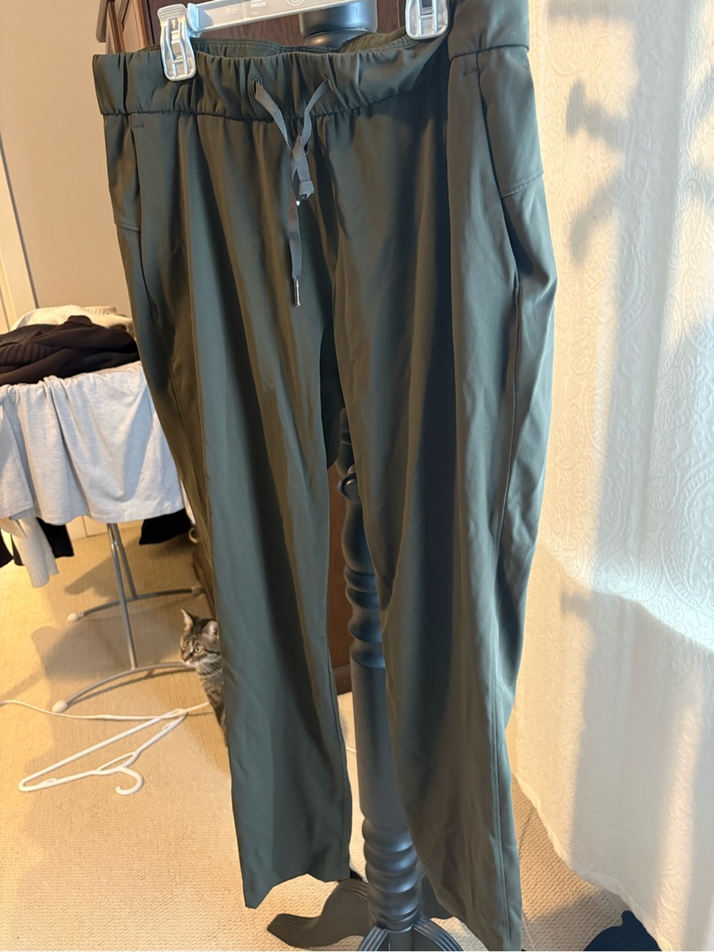 lululemon athletica Olive Green Track Pants with Drawstring Waist